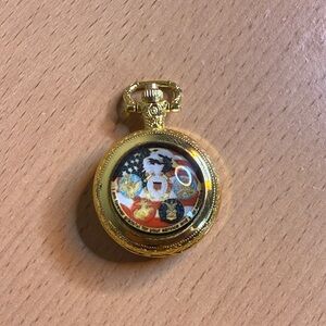 Gold Pocket Watch with Military Emblems
